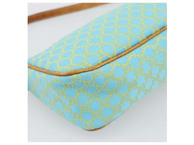 Céline CELINE Macadam Canvas Accessory Pouch Turquoise Blue Silver Auth 194735V Silvery - view 14