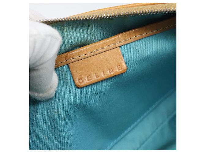 Céline CELINE Macadam Canvas Accessory Pouch Turquoise Blue Silver Auth 194735V Silvery - view 18