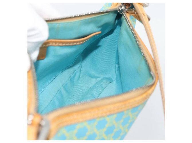 Céline CELINE Macadam Canvas Accessory Pouch Turquoise Blue Silver Auth 194735V Silvery - view 19