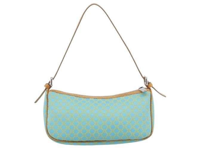 Céline CELINE Macadam Canvas Accessory Pouch Turquoise Blue Silver Auth 194735V Silvery - view 2