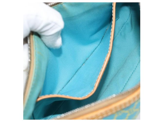 Céline CELINE Macadam Canvas Accessory Pouch Turquoise Blue Silver Auth 194735V Silvery - view 21