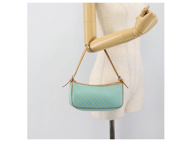 Céline CELINE Macadam Canvas Accessory Pouch Turquoise Blue Silver Auth 194735V Silvery - view 22