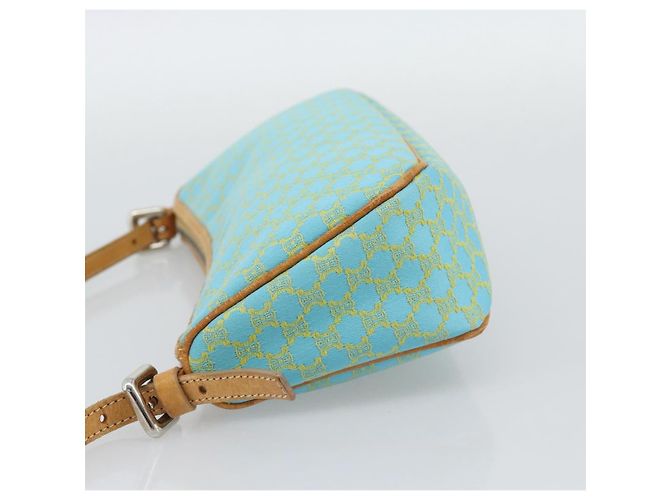 Céline CELINE Macadam Canvas Accessory Pouch Turquoise Blue Silver Auth 194735V Silvery - view 3