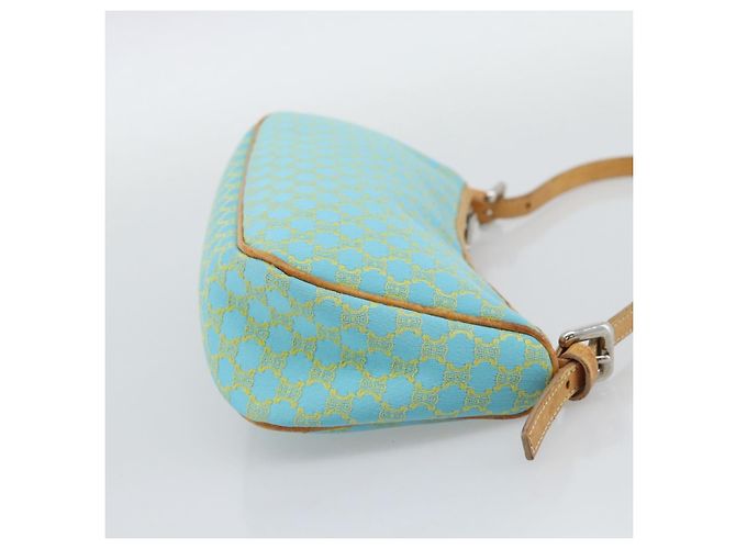 Céline CELINE Macadam Canvas Accessory Pouch Turquoise Blue Silver Auth 194735V Silvery - view 4