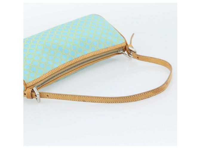 Céline CELINE Macadam Canvas Accessory Pouch Turquoise Blue Silver Auth 194735V Silvery - view 7