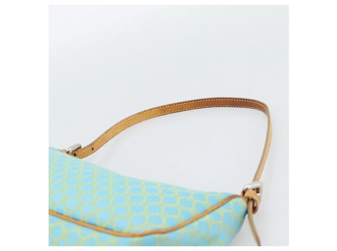Céline CELINE Macadam Canvas Accessory Pouch Turquoise Blue Silver Auth 194735V Silvery - view 8