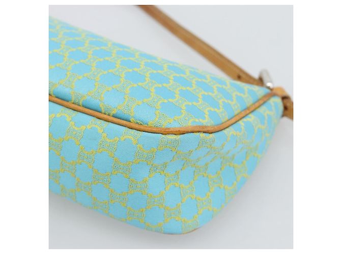 Céline CELINE Macadam Canvas Accessory Pouch Turquoise Blue Silver Auth 194735V Silvery - view 9