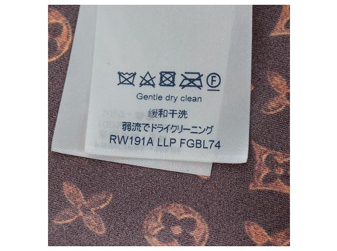 Camicia a maniche lunghe LOUIS VUITTON Catgram Seta 40 Marrone LV Auth ar14094 - vista 15