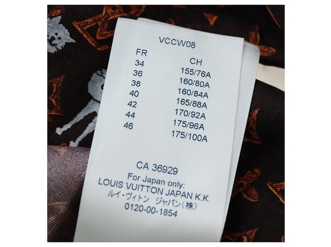 Camicia a maniche lunghe LOUIS VUITTON Catgram Seta 40 Marrone LV Auth ar14094 - vista 17