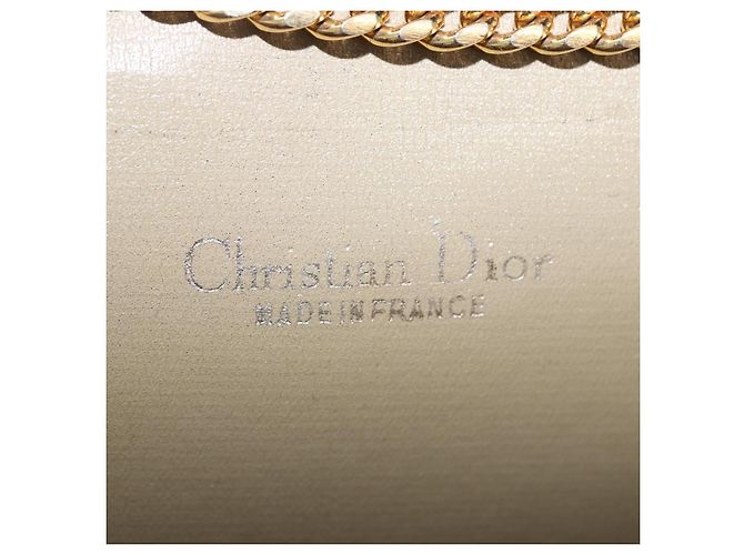 Borsa a tracolla con catena Christian Dior in nylon beige oro Auth bs36401 D'oro - vista 17