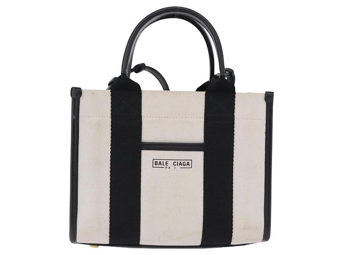 BALENCIAGA Canvas Handbag mit Hardware 2way White Gold 693662 Auth bs36453 - Ansicht 13