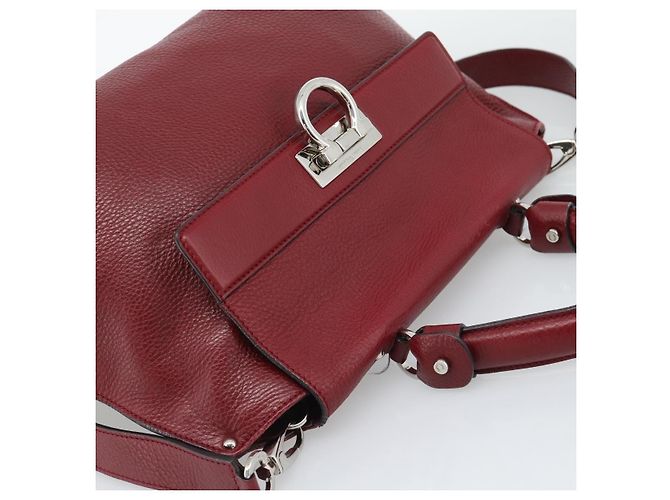 Borsa Salvatore Ferragamo Gancini in Pelle 2way Rossa Argento Auth gh2288A Rosso - vista 6