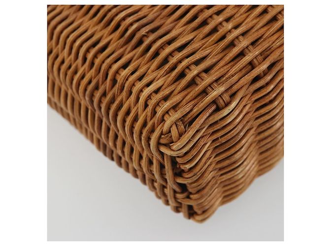 Borsa a mano BURBERRY in rattan marrone argento Auth 193369A - vista 14