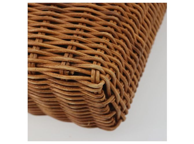 Borsa a mano BURBERRY in rattan marrone argento Auth 193369A - vista 15
