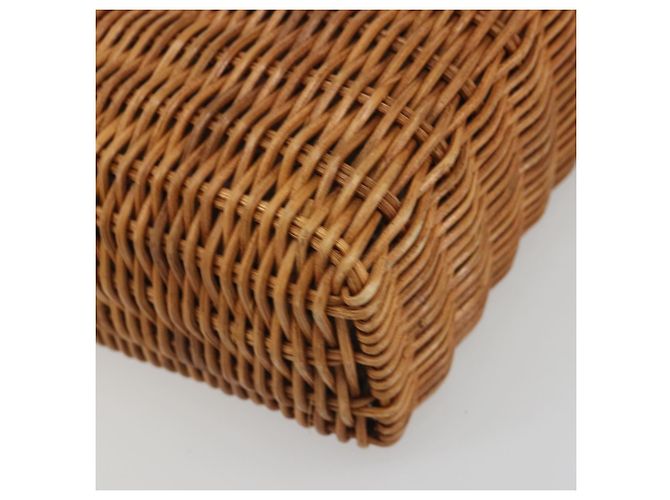 Borsa a mano BURBERRY in rattan marrone argento Auth 193369A - vista 16
