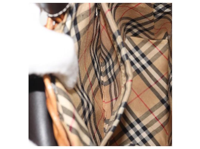 Borsa a mano BURBERRY in rattan marrone argento Auth 193369A - vista 20