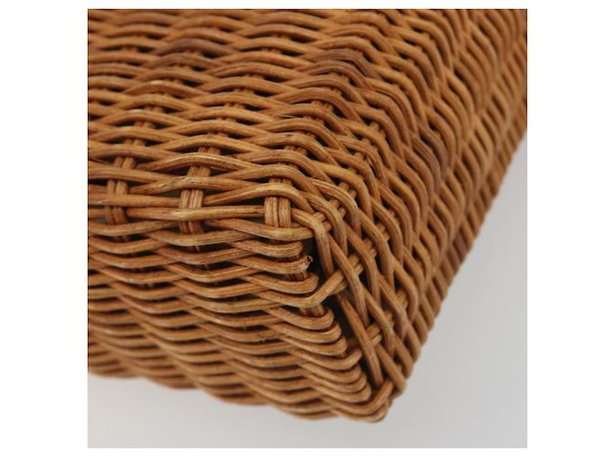 Borsa a mano BURBERRY in rattan marrone argento Auth 193369A - vista 9
