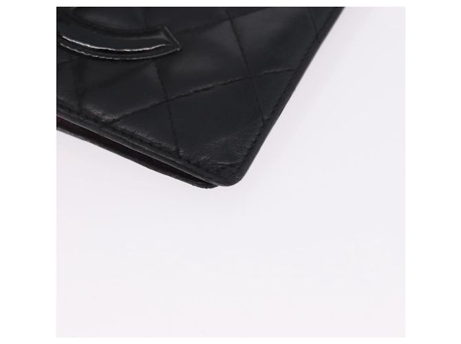 CHANEL Cambon Line Long Wallet Lammleder Schwarz CC Auth 192549 - Ansicht 14