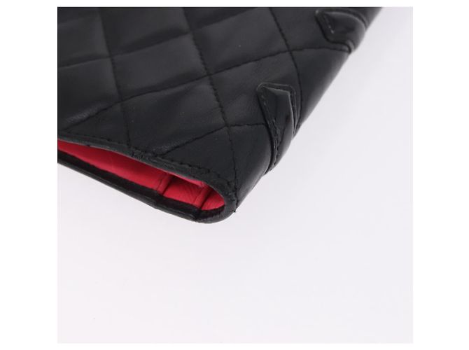 CHANEL Cambon Line Long Wallet Lammleder Schwarz CC Auth 192549 - Ansicht 16