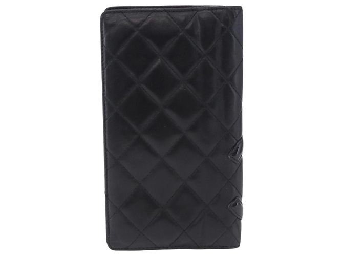 CHANEL Cambon Line Long Wallet Lammleder Schwarz CC Auth 192549 - Ansicht 2