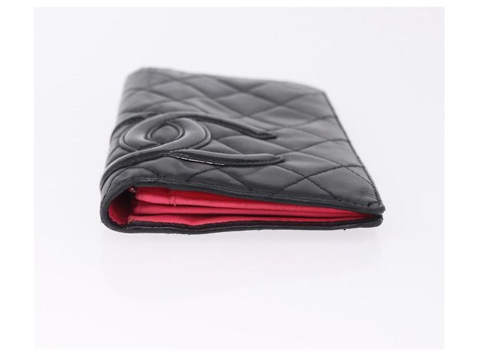 CHANEL Cambon Line Long Wallet Lammleder Schwarz CC Auth 192549 - Ansicht 6