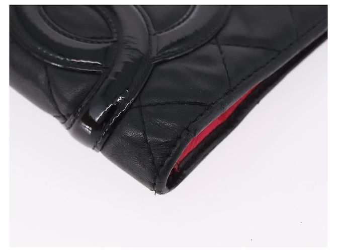 CHANEL Cambon Line Long Wallet Lammleder Schwarz CC Auth 192549 - Ansicht 7