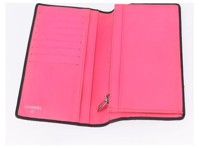 CHANEL Cambon Line Long Wallet Lammleder Schwarz CC Auth 192549 - Ansicht 8