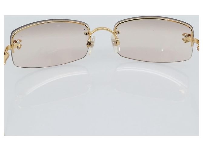 Gafas de sol CHANEL Metal Gold Tone CC Auth BA14750M - vista 8