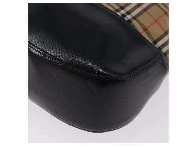 Borsa a Spalla Burberrys Nova Check in Tela Beige Black Auth 194178A Nero - vista 14