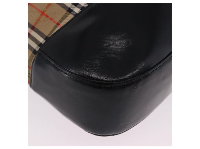 Borsa a Spalla Burberrys Nova Check in Tela Beige Black Auth 194178A Nero - vista 15