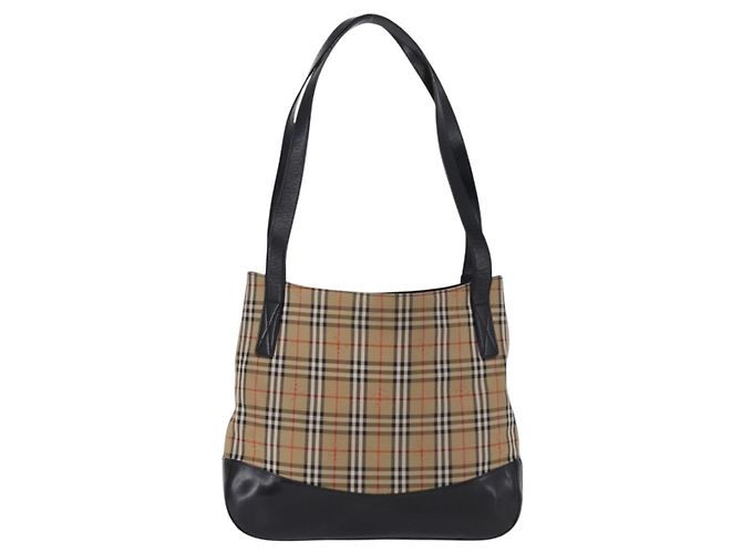 Borsa a Spalla Burberrys Nova Check in Tela Beige Black Auth 194178A Nero - vista 2