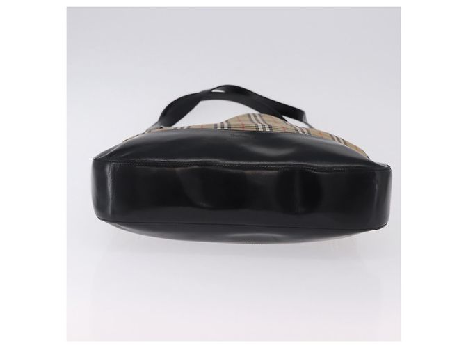 Borsa a Spalla Burberrys Nova Check in Tela Beige Black Auth 194178A Nero - vista 5