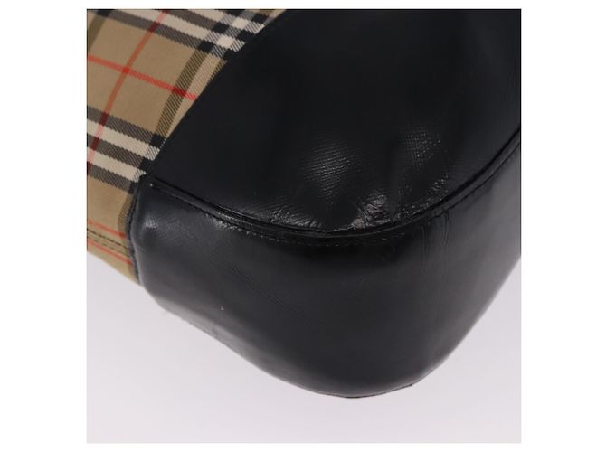 Borsa a Spalla Burberrys Nova Check in Tela Beige Black Auth 194178A Nero - vista 9