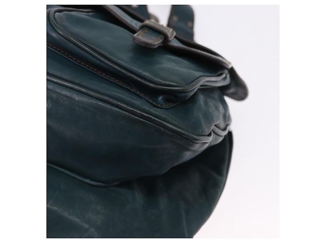Sac cabas Christian Dior Gaucho en cuir vert argenté Auth 194708V - vue 11