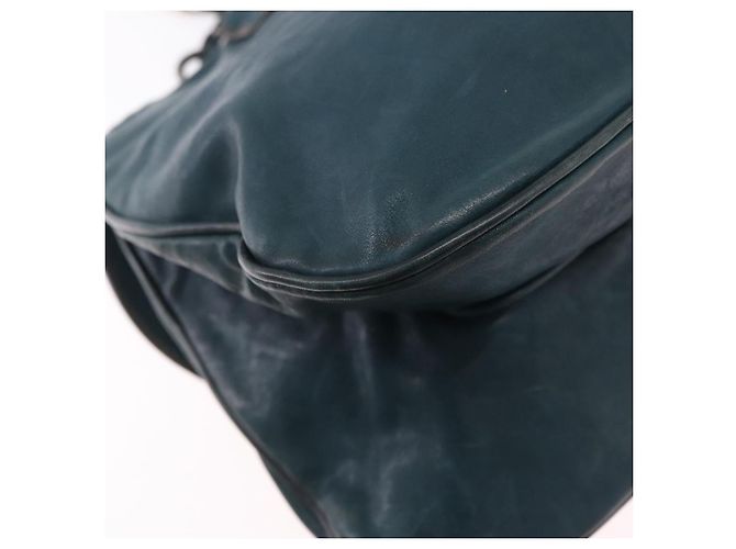 Sac cabas Christian Dior Gaucho en cuir vert argenté Auth 194708V - vue 12