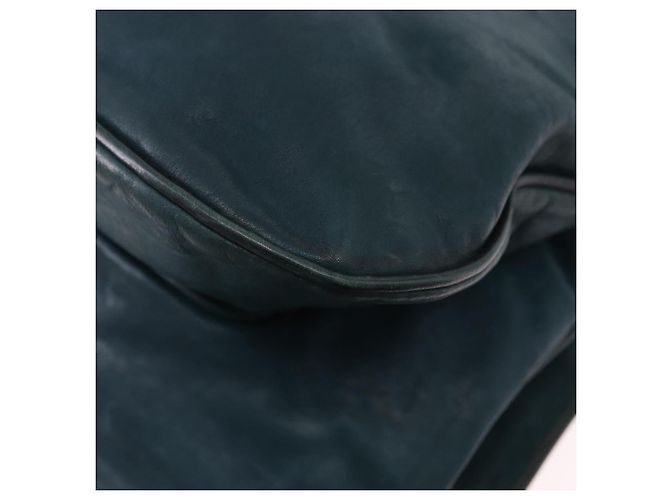 Sac cabas Christian Dior Gaucho en cuir vert argenté Auth 194708V - vue 13