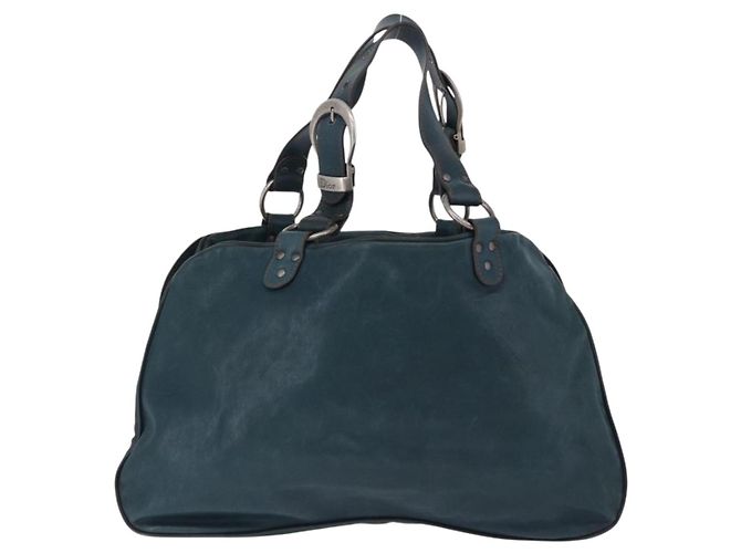 Sac cabas Christian Dior Gaucho en cuir vert argenté Auth 194708V - vue 3