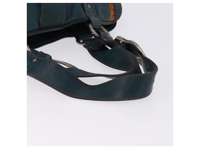 Sac cabas Christian Dior Gaucho en cuir vert argenté Auth 194708V - vue 7