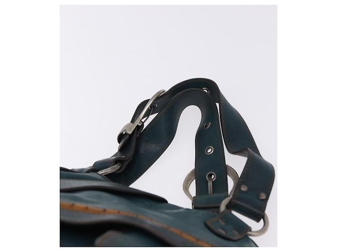Sac cabas Christian Dior Gaucho en cuir vert argenté Auth 194708V - vue 8