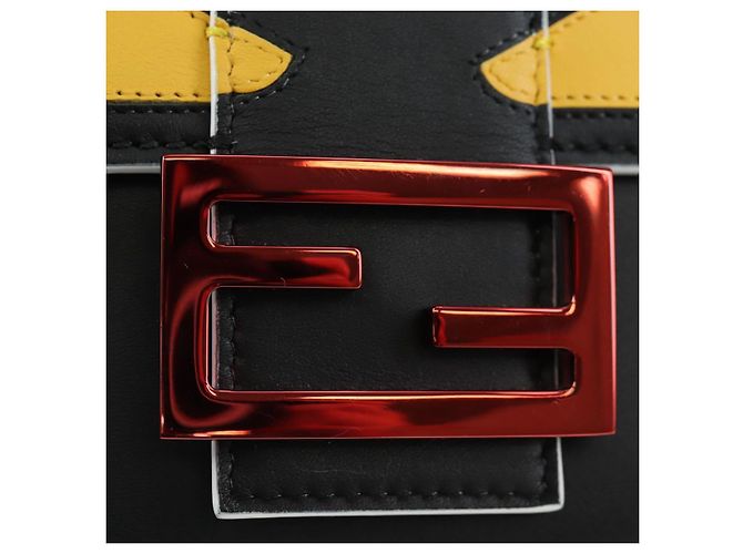 FENDI Bugs Monster Mamma Baguette Leather 2way Black 8BR600 Auth BA14594SAM Nero Giallo - vista 22