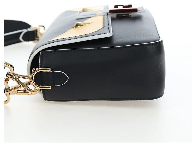 FENDI Bugs Monster Mamma Baguette Leather 2way Black 8BR600 Auth BA14594SAM Nero Giallo - vista 3