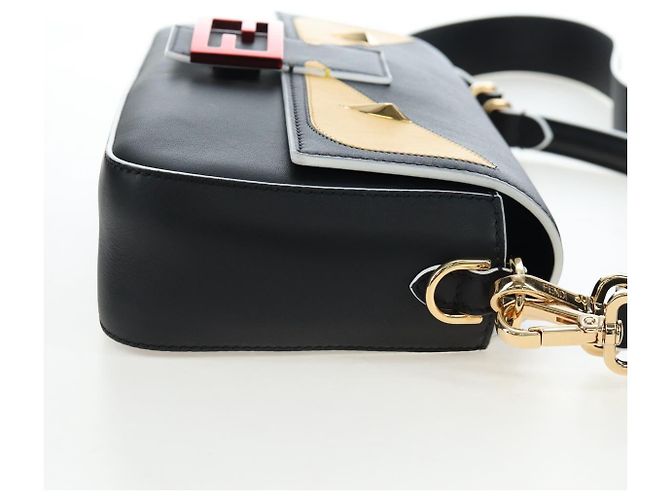FENDI Bugs Monster Mamma Baguette Leather 2way Black 8BR600 Auth BA14594SAM Nero Giallo - vista 4