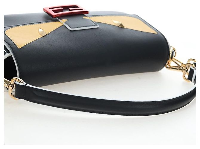FENDI Bugs Monster Mamma Baguette Leather 2way Black 8BR600 Auth BA14594SAM Nero Giallo - vista 6