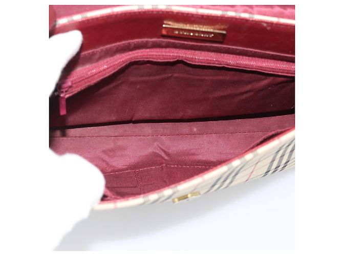 Borsa a mano BURBERRY Nova Check in tela Beige Gold Auth bs36448 D'oro - vista 11