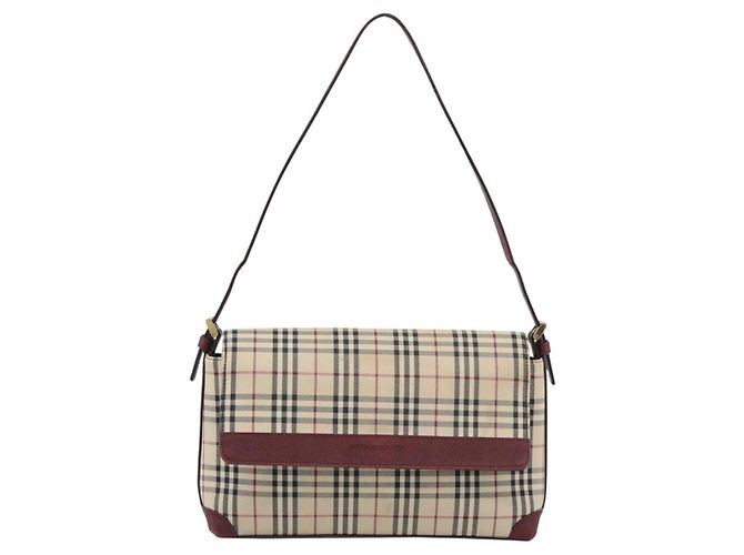 Borsa a mano BURBERRY Nova Check in tela Beige Gold Auth bs36448 D'oro - vista 13