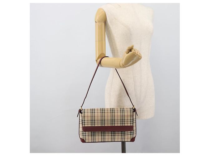 Borsa a mano BURBERRY Nova Check in tela Beige Gold Auth bs36448 D'oro - vista 22