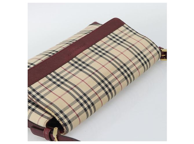 Borsa a mano BURBERRY Nova Check in tela Beige Gold Auth bs36448 D'oro - vista 6