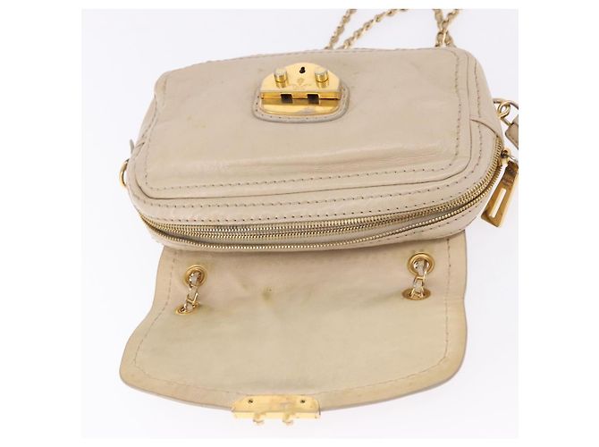 Borsa a Spalla con Catena PRADA in Pelle Beige Oro Auth bs36546 D'oro - vista 10