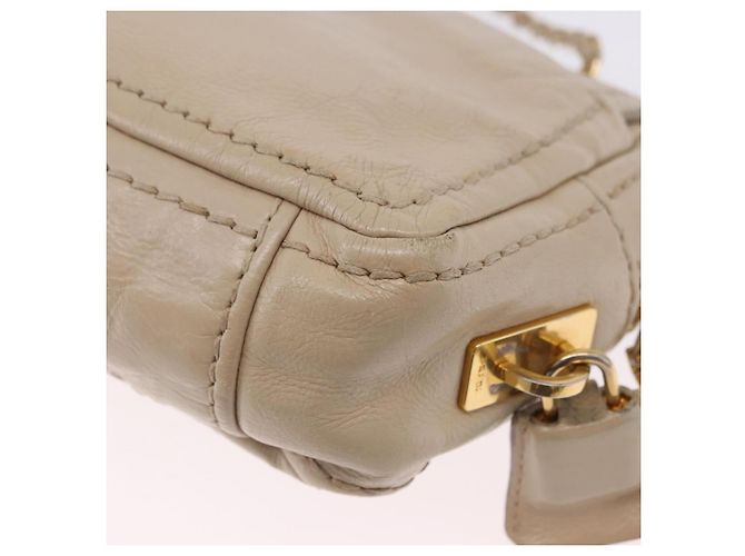 Borsa a Spalla con Catena PRADA in Pelle Beige Oro Auth bs36546 D'oro - vista 18