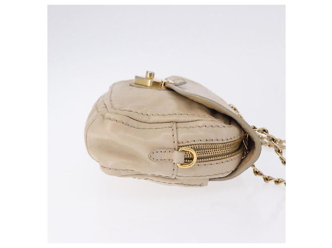 Borsa a Spalla con Catena PRADA in Pelle Beige Oro Auth bs36546 D'oro - vista 3